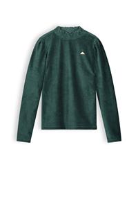 NoBell Meisjes shirt rib velours - Kobus - Pine groen