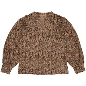 LEVV Meisjes blouse - Filou - AOP vlokken bruin