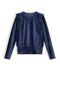 NoBell Meisjes shirt velours jersey rib - Kex - Navy blauw