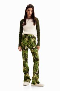 desigual Flared broek met camouflage - GREEN