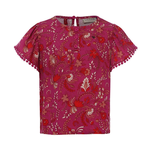 Looxs Revolution Viscose blouse fuchsia floral voor meisjes in de kleur