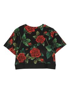 Dolce & Gabbana Kids T-shirt met roosprint - Zwart