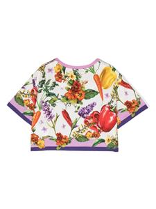 Dolce & Gabbana Kids T-shirt met bloemenprint - Wit