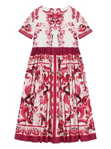 Dolce & Gabbana Kids Maxi-jurk met Majolica-print - Wit