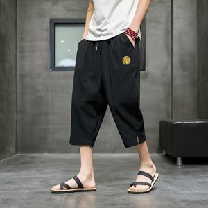 Trending Online Summer Fashion Harajuku Harem Casual Pants Men Cotton Linen Calf Length Men's Pants