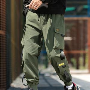 Fashion Menswear Cool Effen Kleur Heren Cargo Broek Casual Ealstic Taille Hip Hop Broek