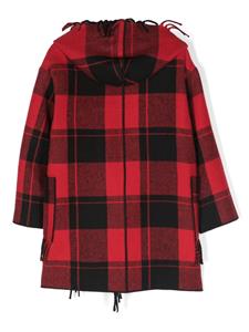 plaid-check fringed trench coat - Rood