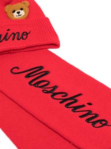 Moschino Kids Muts en sjaal met geborduurde teddybeer - Rood