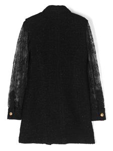 Balmain Kids lace-sleeve tweed shirtdress - Zwart