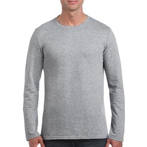 Gildan Basic heren t-shirt grijs met lange mouwen -