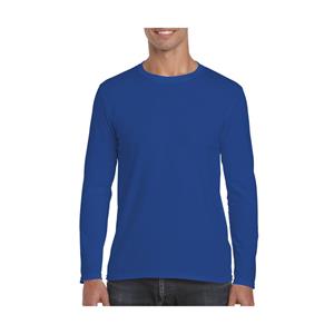 Gildan Basic heren t-shirt kobalt blauw met lange mouwen -