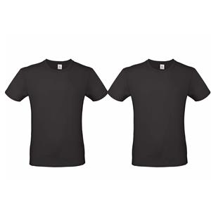 B&C Set van 2x stuks zwart basic t-shirt met ronde hals voor heren