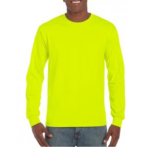 Gildan Heren t-shirt lange mouw lichtgevend geel -
