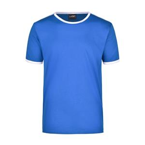 James & Nicholson Basic ringer shirt blauw met witte strepen voor heren