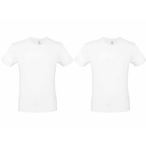 B&C Set van 3x stuks wit basic t-shirt met ronde hals voor heren