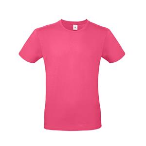 B&C Set van 3x stuks fuchsia roze basic t-shirt met ronde hals voor heren