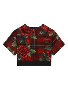 Dolce & Gabbana Kids T-shirt met rozenprint - Rood
