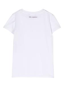 Karl Lagerfeld Kids Rue St. Guillaume T-shirt van stretch katoen - Wit