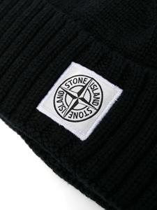 Stone Island Junior Muts met logopatch - Zwart