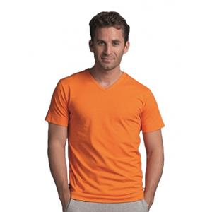 Lemon & Soda Oranje heren t-shirt met v-hals -