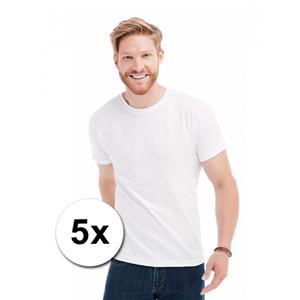 Stedman 5x witte t-shirts ronde hals -
