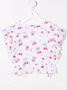 Monnalisa Shirt met kersenprint - Wit