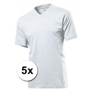 5x witte t-shirts v-hals -