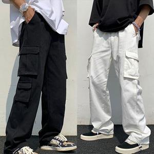 Tianhangyuan Men Casual Pants No Fading Daily Wear Anti-pilling Multi-pocket Straight Leg Work Casual Pants Daily Life