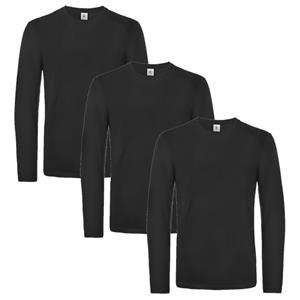 B&C 5x stuks basic longsleeve shirt zwart voor heren