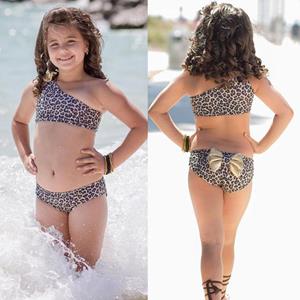 ZZS 3pcs Zomer Kids Baby Girl Leopard Bow Bikini Set Badmode Badpak Badpak