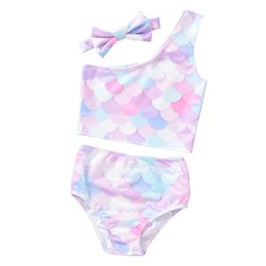 Selfyi Girls' Split Swimsuit Set Swimwear Set Kids Beach Wear 3pcs