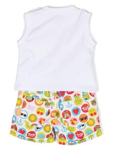 Moschino Kids T-shirt en shorts met print - Wit