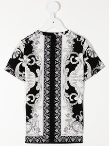 Versace Kids T-shirt met barokprint - Zwart