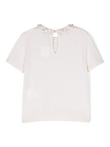 Bonpoint T-shirt verfraaid met kralen - Wit
