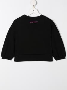 Emporio Armani Kids Sweater met logo van pailletten - Zwart