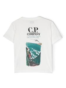 C.P. Company Kids T-shirt met logoprint - Wit