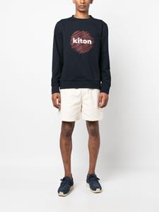 Kiton Sweater met logoprint - Blauw