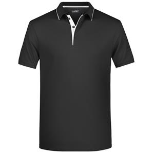 James & Nicholson Polo shirt Golf Pro premium zwart/wit voor heren
