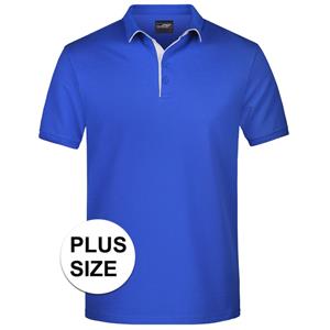 James & Nicholson Grote maten polo shirt Golf Pro premium blauw/wit voor heren