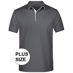 James & Nicholson Grote maten polo shirt Golf Pro premium grijs/wit voor heren