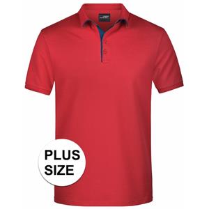 James & Nicholson Grote maten polo shirt Golf Pro premium rood/navyvoor heren -