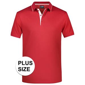 James & Nicholson Grote maten polo shirt Golf Pro premium rood/wit voor heren