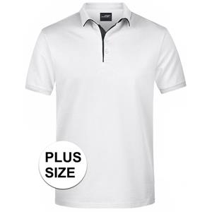 James & Nicholson Grote maten polo shirt Golf Pro premium wit/zwart voor heren
