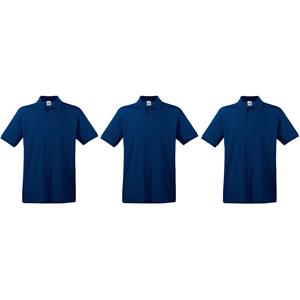 Fruit Of The Loom 3-Pack Maat - Donkerblauwe/navy poloshirts / polo t-shirts premium van katoen voor heren