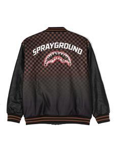 Sprayground kid logo-patch checked bomber jacket - Zwart