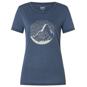Super.Natural  Women's Mountain Mandala Tree Tee - Merinoshirt, blauw