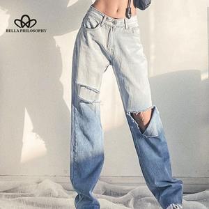 Bella Philosophy Summer Casual Y2k Long Jeans Women High-waisted Harajuku Wide-legged Pants Slim Retro Street Fashion Korean Style Clothing