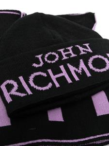 John Richmond Junior Intarsia muts en sjaal - Zwart