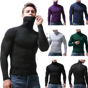 VIYOO New Flexible Cotton Autumn Winter Men'S Underwear Sweater Turtleneck Solid Color Casual Sweater Men's Slim Fit Brand Knitted Pullovers