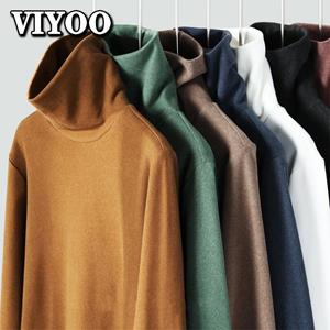 VIYOO Cheap Retro Women Men's Autumn Winter Sweatshirts Pullover High Collar Sweater Cold Blouse Tops Long Sleeve Shirts Underwear For Men